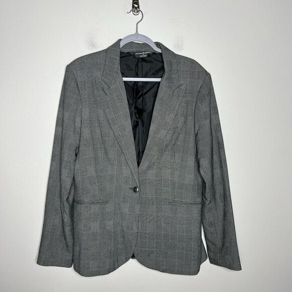 Norma Kamali Blazer Womens 18 Houndstooth Single Button Jacket Lined‎ Career - Picture 13 of 16